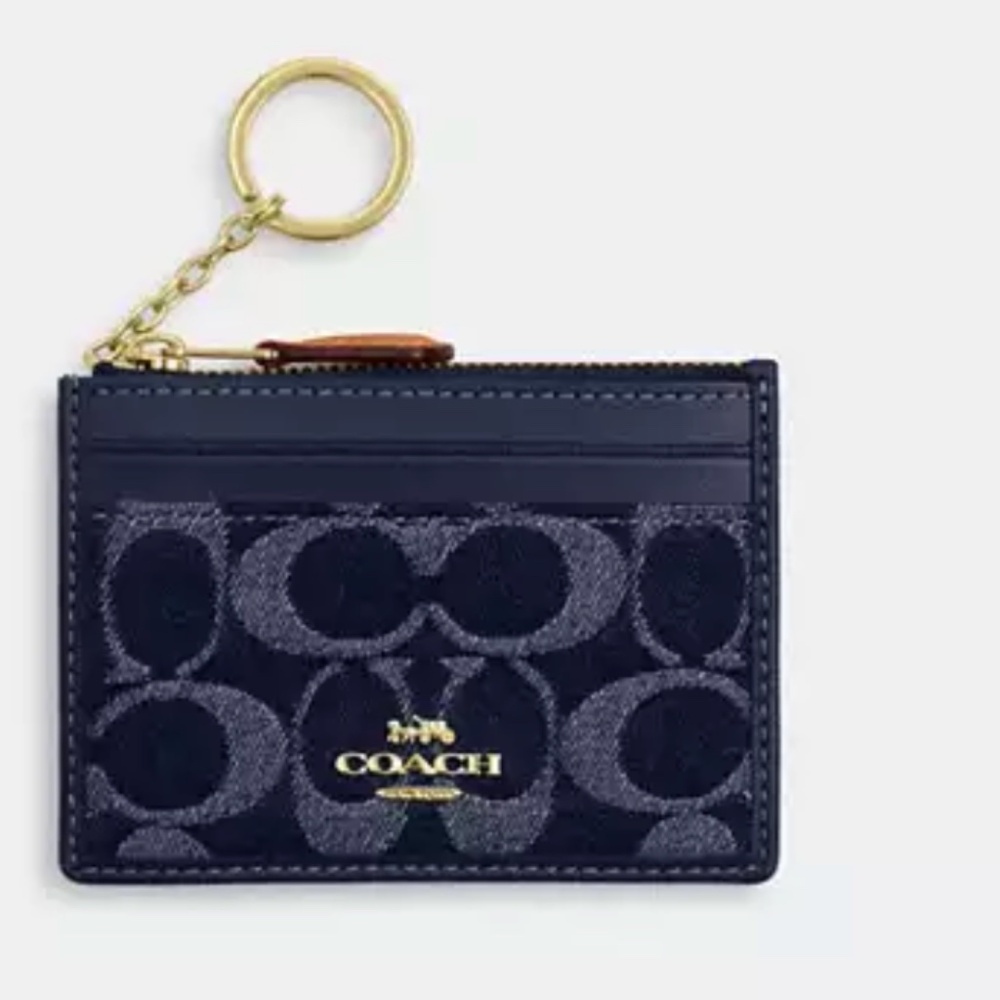 Coach Navy and Gold Key & Card Holder